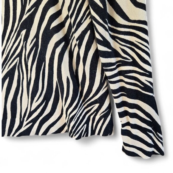 J.Crew Teddie Womens Small Zebra Print Sweater Cotton Crewneck Beige & Black - Picture 3 of 7